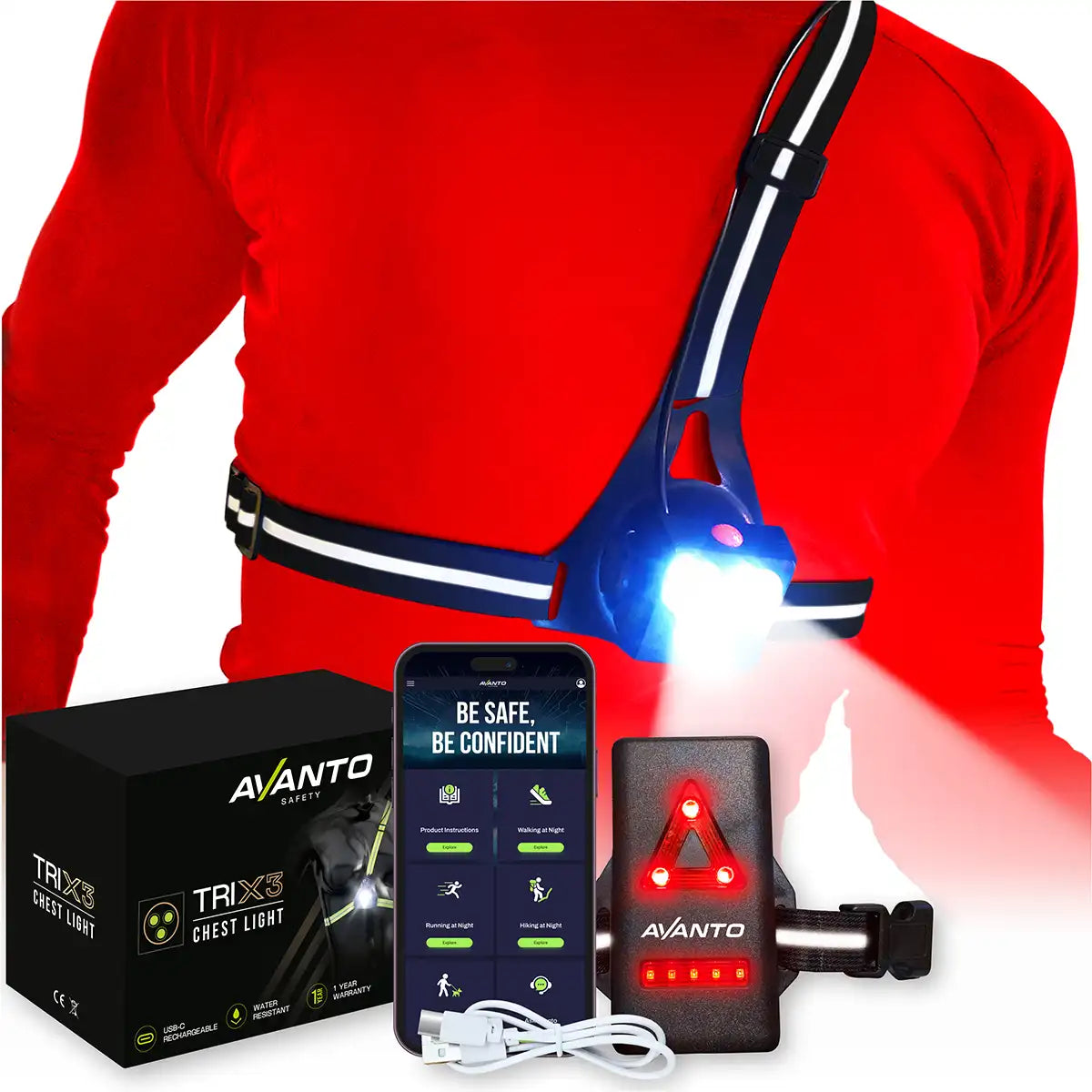Chest Light Triple Beam-Chest light-Avanto Safety-Black-ScoreBand