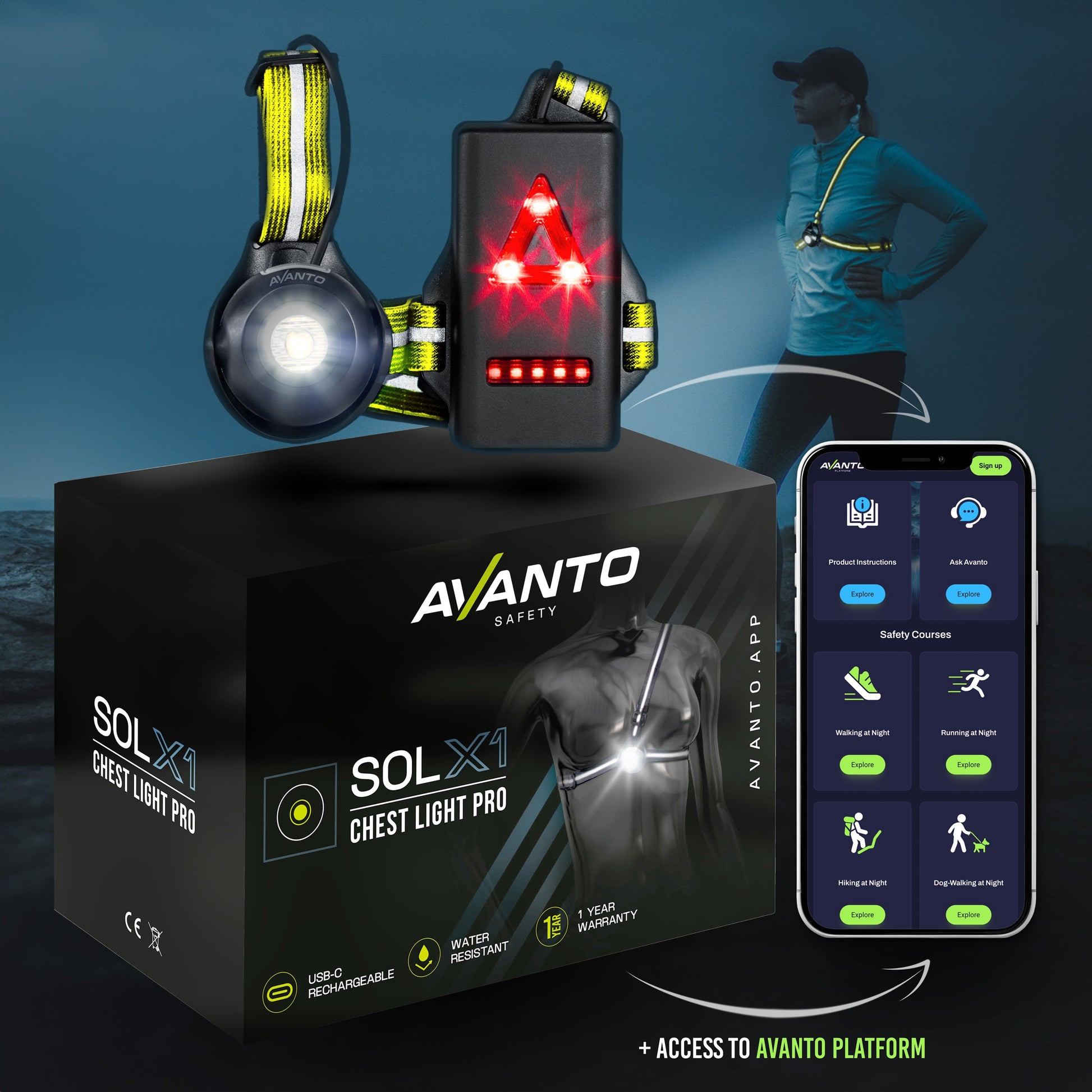 SolX1 - Chest Light PRO-Chest light-Avanto Safety-Yellow-ScoreBand