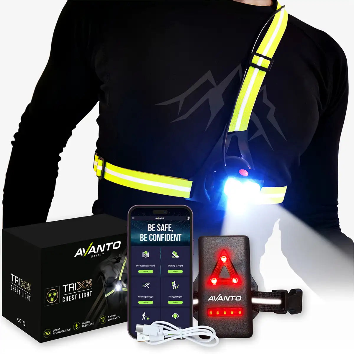 Chest Light Triple Beam-Chest light-Avanto Safety-Yellow-ScoreBand